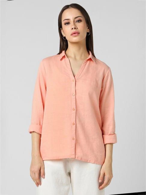 van heusen peach regular fit shirt