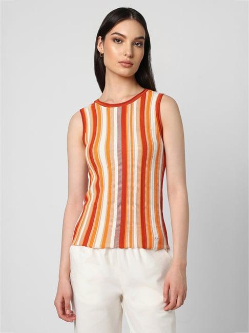 van heusen orange striped top