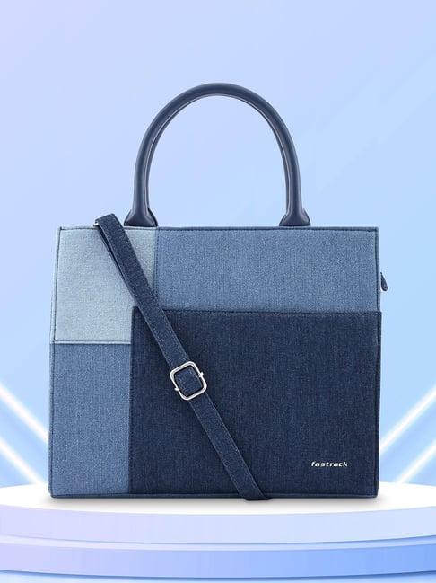 fastrack blue color block medium handbag