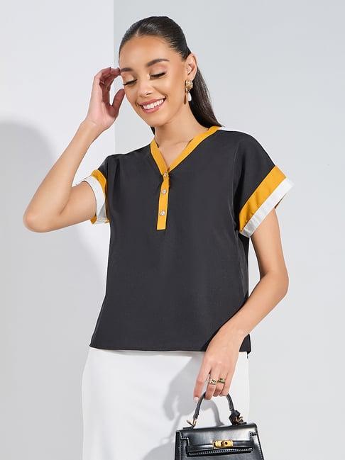 styli black regular fit top