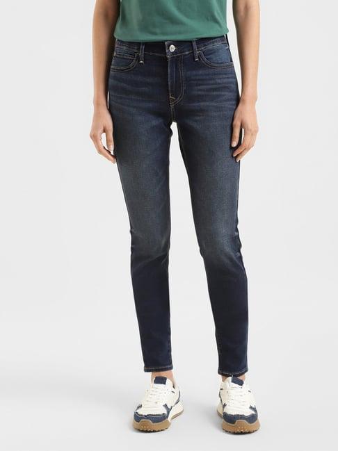 levi's dark blue blended super skinny fit mid rise jeans