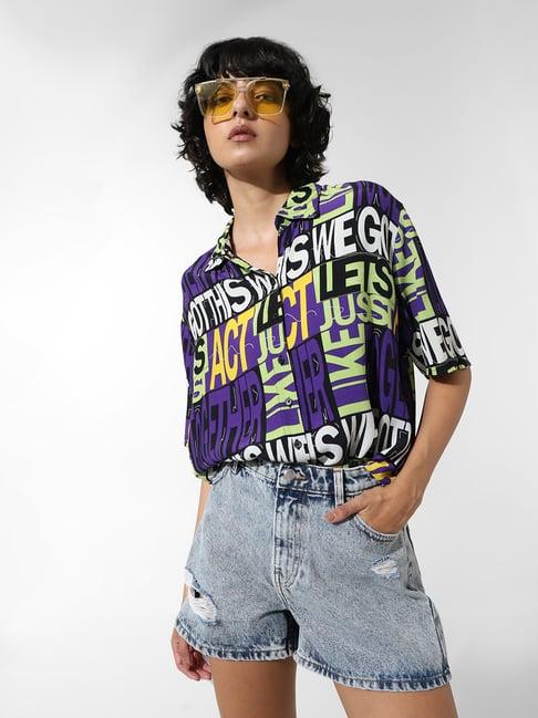 only multicolor viscose graphic print shirt