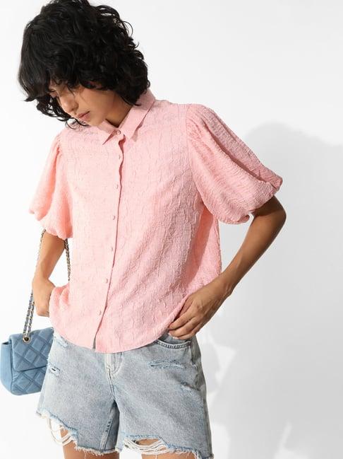 only peach regular fit shirt