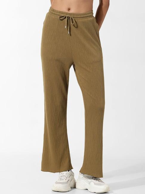 only olive cotton flared fit sweat pants