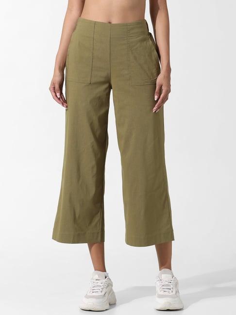 only olive flared fit high rise culottes