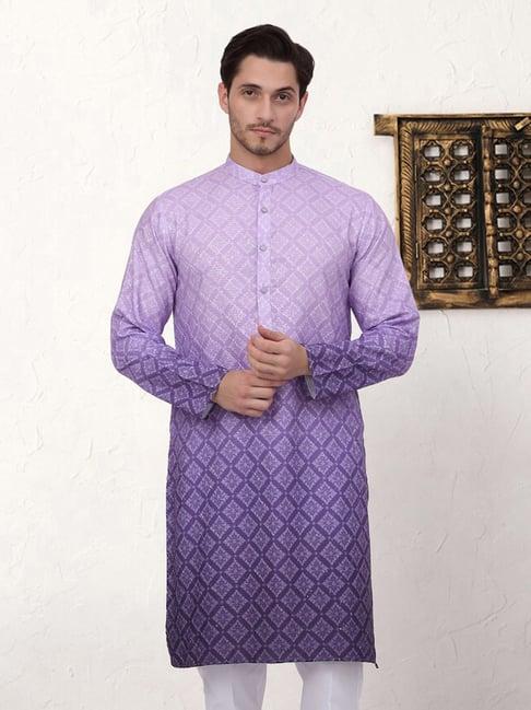 jompers purple regular fit floral print kurta