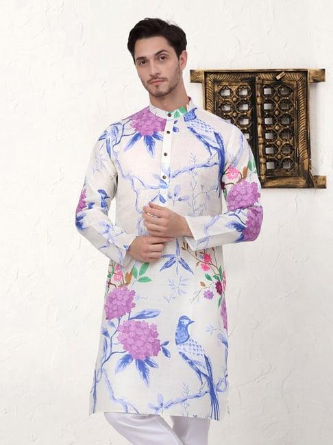 jompers blue regular fit graphic print kurta