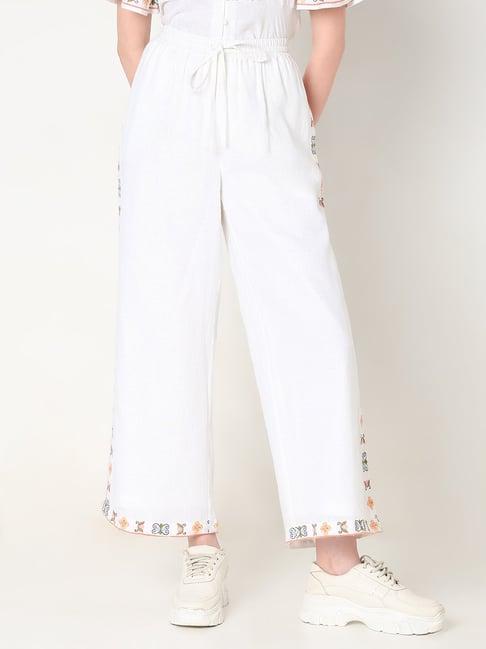 vero moda white embroidered pants