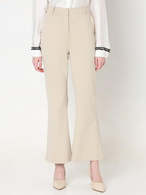 vero moda beige high rise bootcut pants