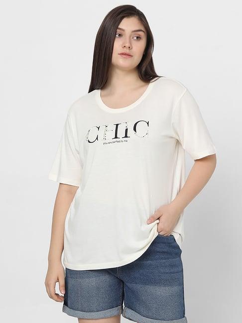 vero moda curve white embellished t-shirt