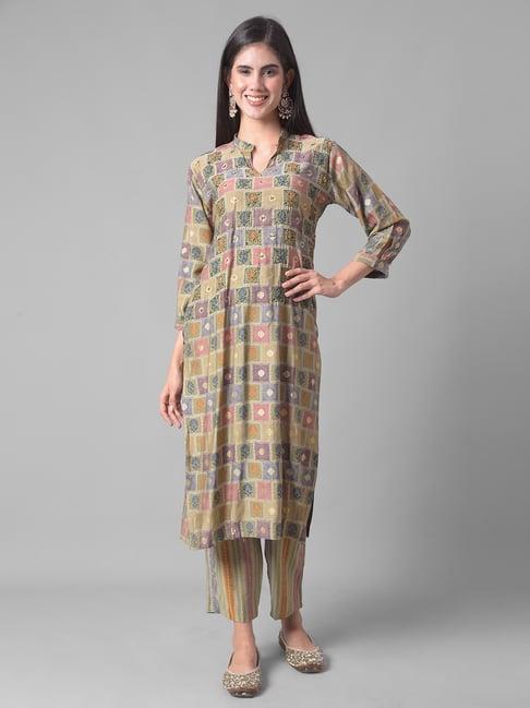 dollar missy multicolor embellished kurta with pants