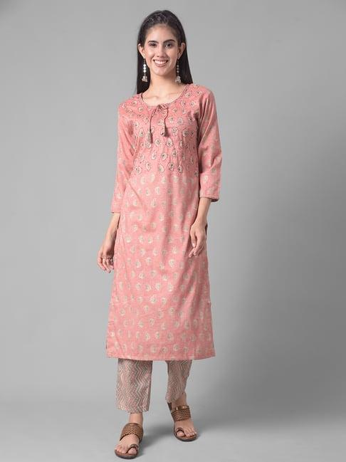 dollar missy red embellished kurta with pants