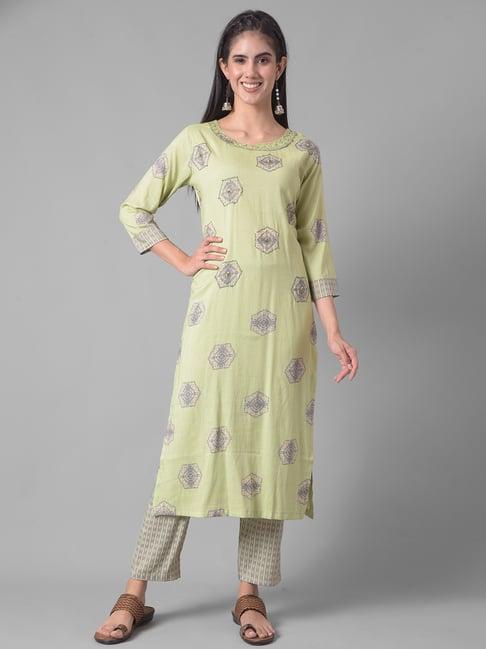 dollar missy green embellished kurta with pants