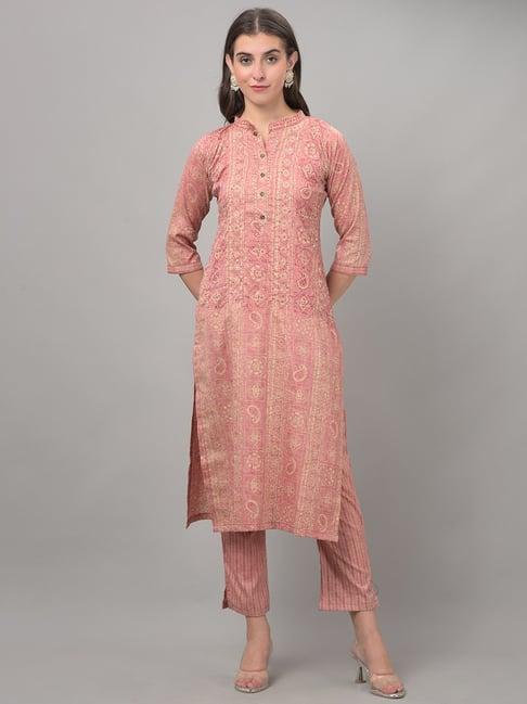 dollar missy pink embellished kurta with pants