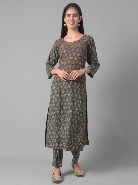 dollar missy grey printed kurta with pants