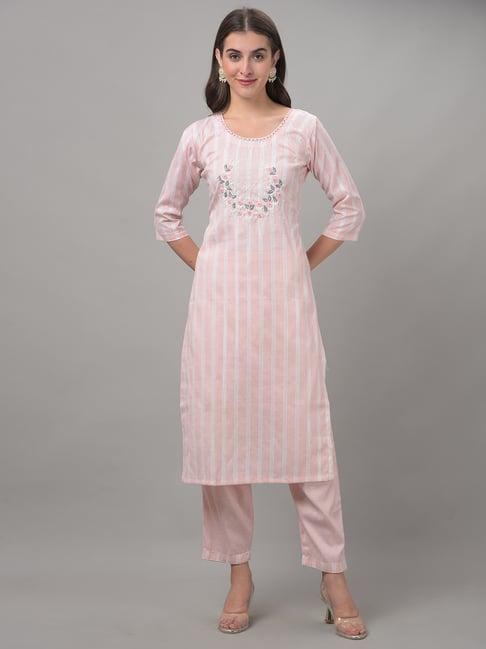 dollar missy pink embroidered kurta with pants