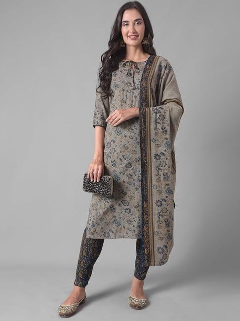 dollar missy blue embellished kurta with pants & dupatta