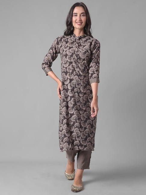 dollar missy brown embellished kurta with pants