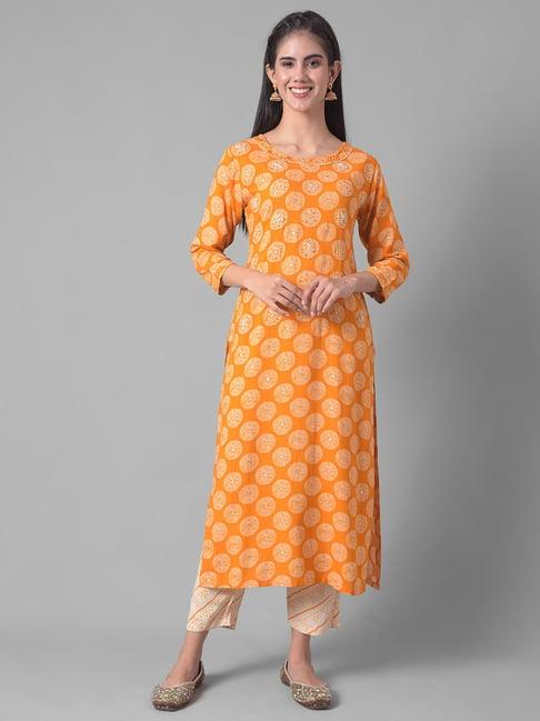 dollar missy yellow embellished kurta with pants