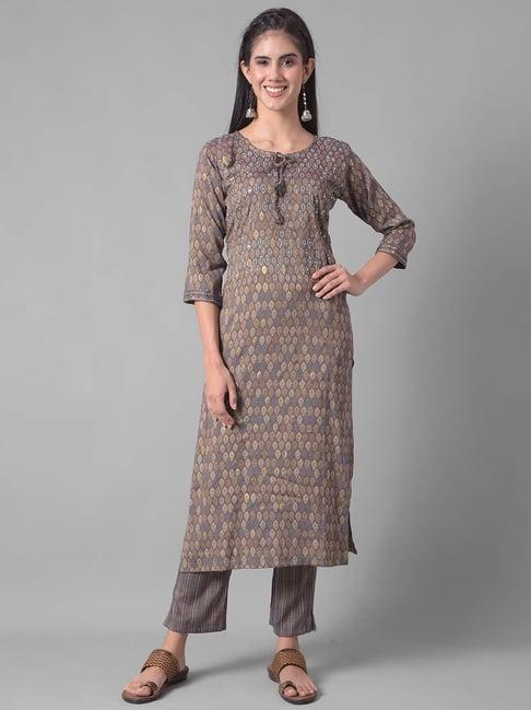 dollar missy brown embellished kurta with pants