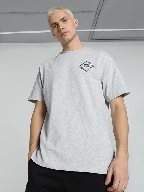 puma grey relaxed fit printed t-shirts