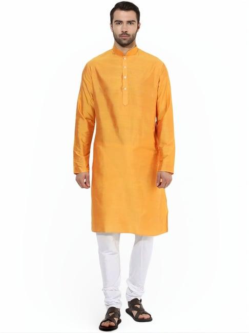 kisah yellow & white regular fit kurta bottom set