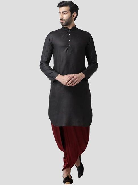 kisah black regular fit kurta bottom set