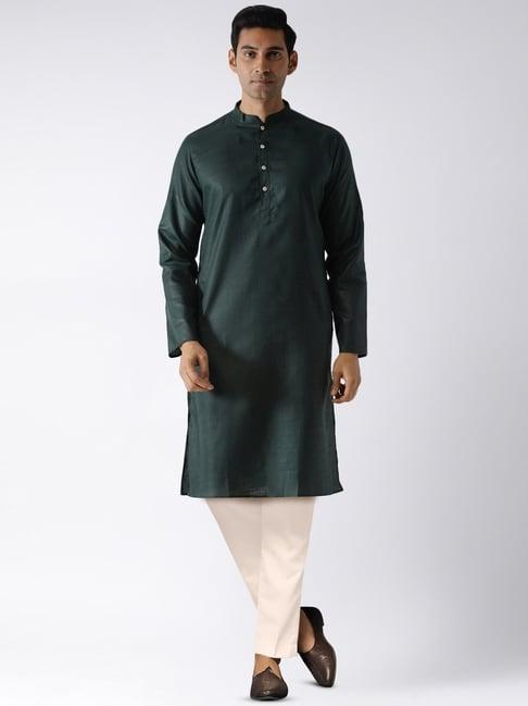 kisah green regular fit kurta bottom set