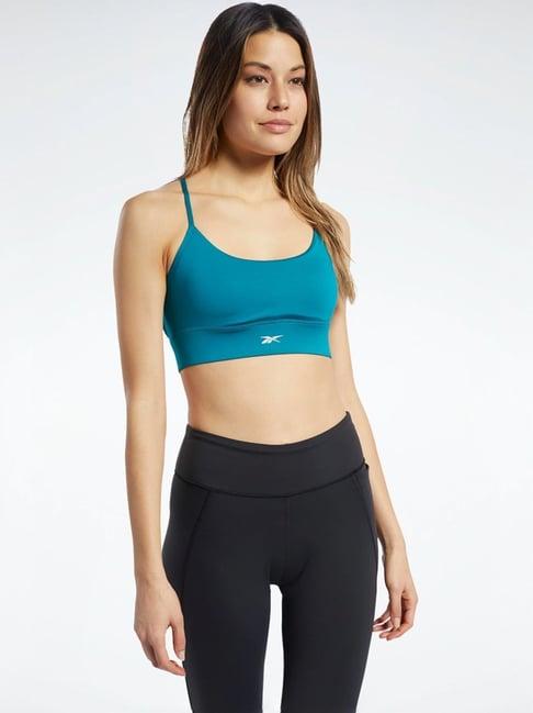 reebok blue round neck sports bra