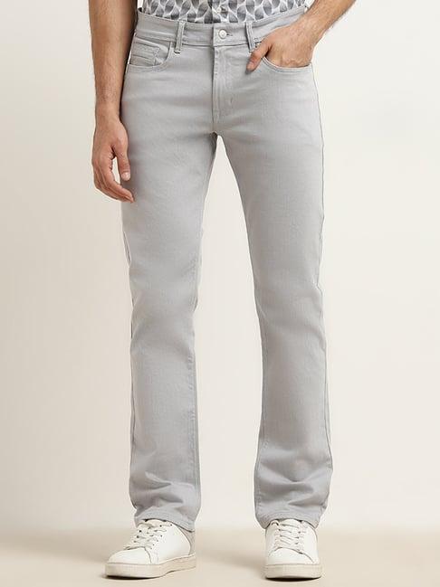 ascot by westside light grey relaxed-fit mid-rise jeans