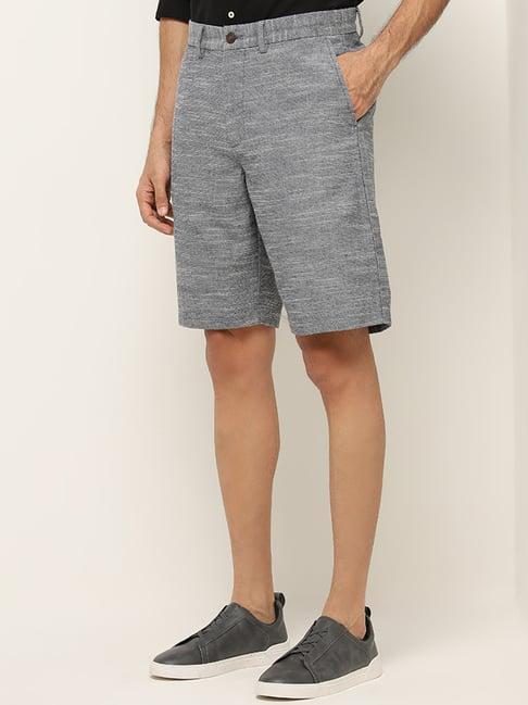 ascot by westside grey relaxed-fit mid-rise cotton shorts