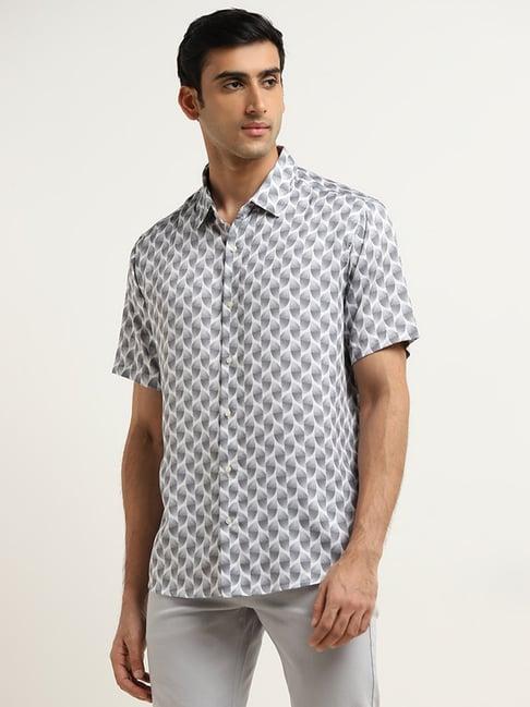 ascot by westside grey abstract design relaxed-fit shirt