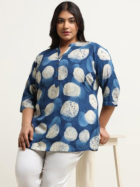 diza by westside indigo polka dot print kurti