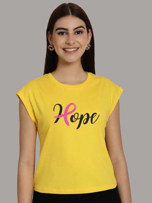 friskers yellow cotton printed top