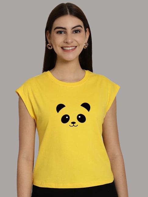 friskers yellow cotton graphic print top