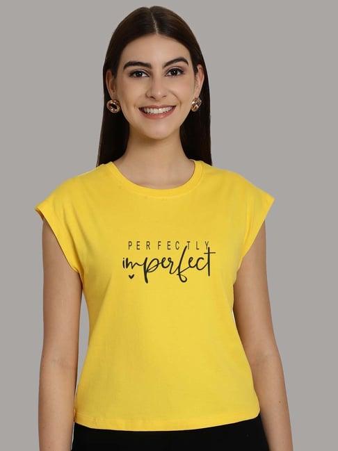 friskers yellow cotton graphic print top