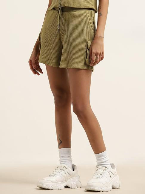 studiofit by westside sage ribbed textured high-rise shorts