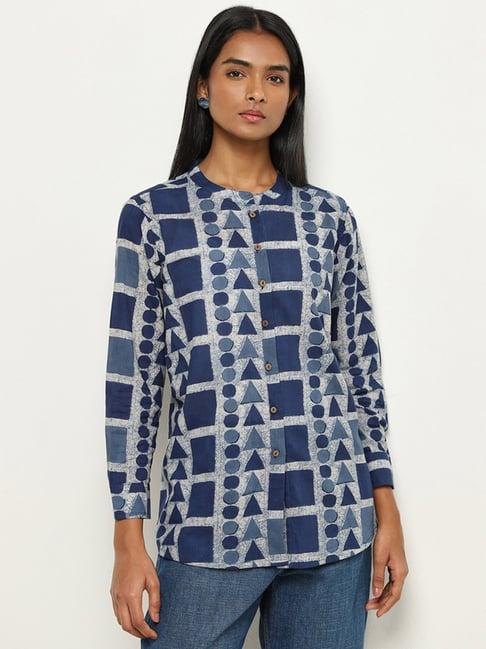 utsa by westside indigo geometrical design ethnic tunic