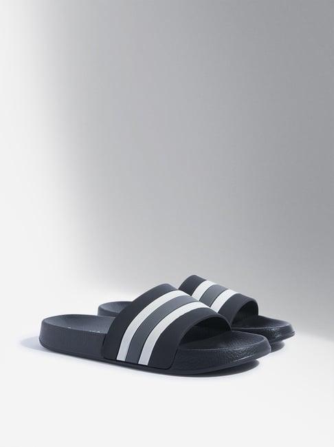 soleplay by westside black striped design slides