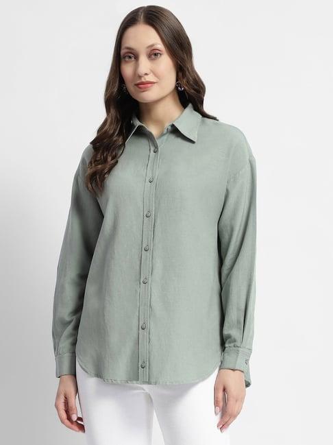 madame sage green regular fit shirt