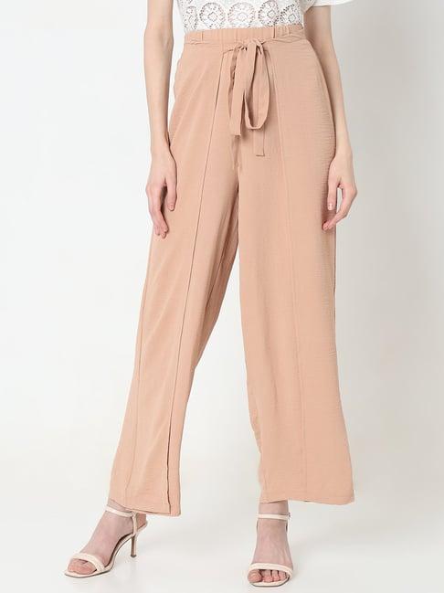 vero moda khaki straight fit high rise pants