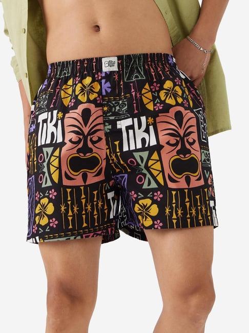 the souled store black regular fit printed boxers