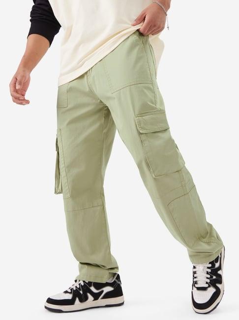 the souled store green straight fit cargos