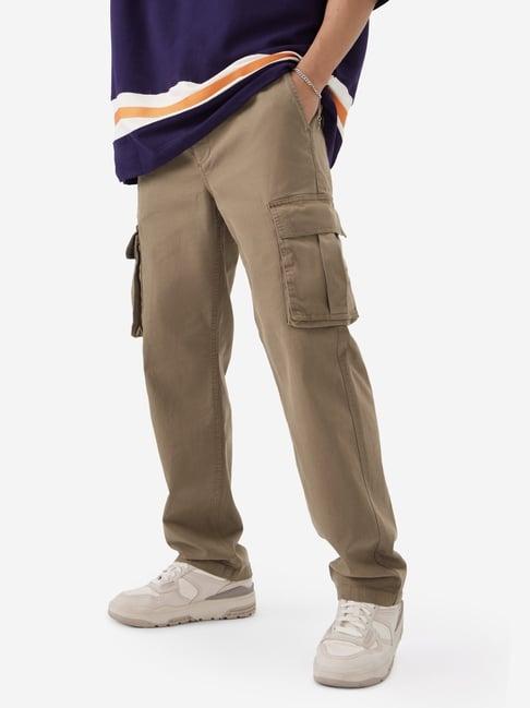 the souled store brown straight fit cargos