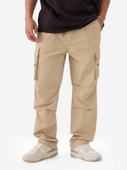 the souled store beige boxy fit cargos