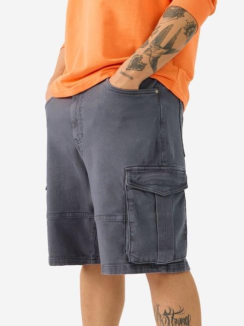 the souled store grey regular fit cargo shorts