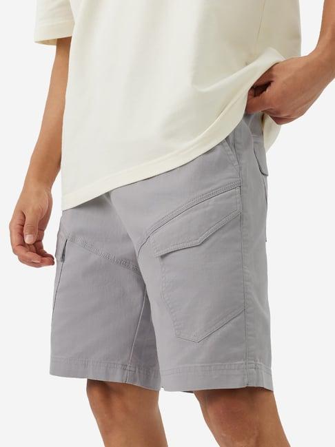 the souled store grey regular fit cargo shorts