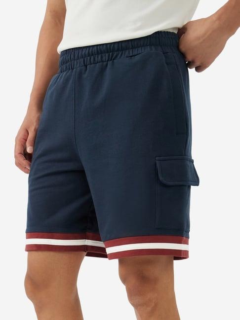 the souled store blue regular fit striped cargo shorts