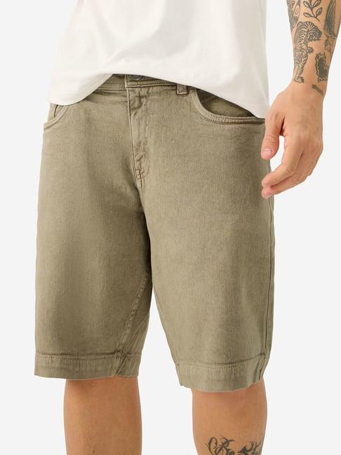 the souled store brown regular fit denim shorts