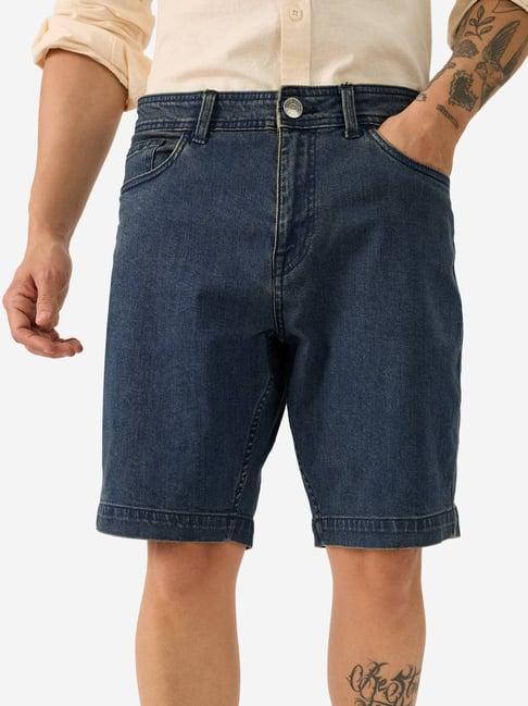 the souled store blue regular fit denim shorts